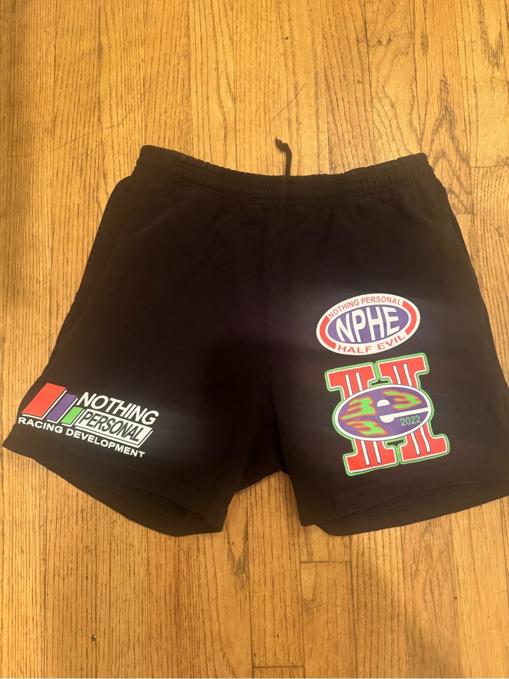 333 Half Evil Nothing Personal Racing Development Black Shorts Medium 5” Inseam